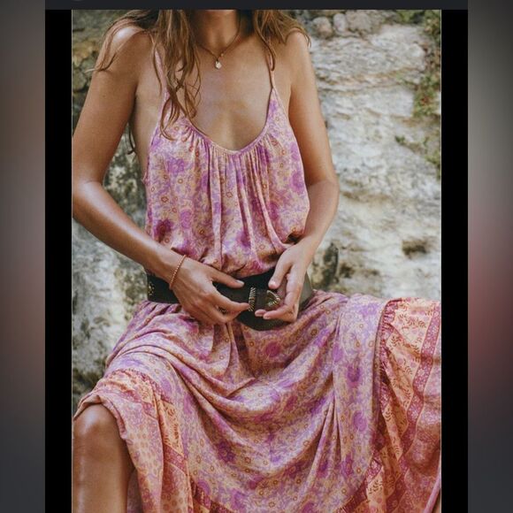 SPELL Village Strappy Boho Madi Dress in Sunrise - Picture 5 of 11